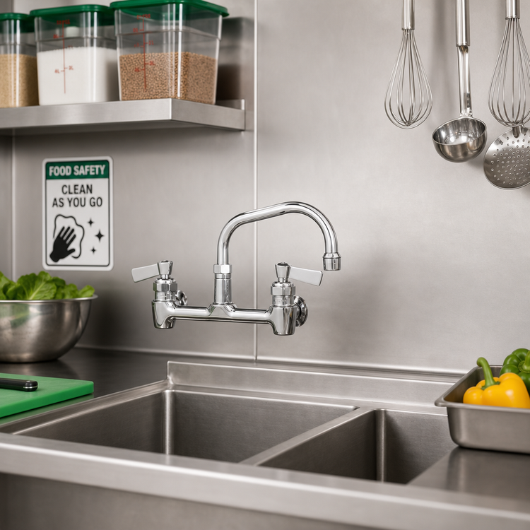 Product image #2 for Fisher Brass Backsplash Faucet with 6-Inch Swing Spout, Lever Handles, and 8-Inch Centers