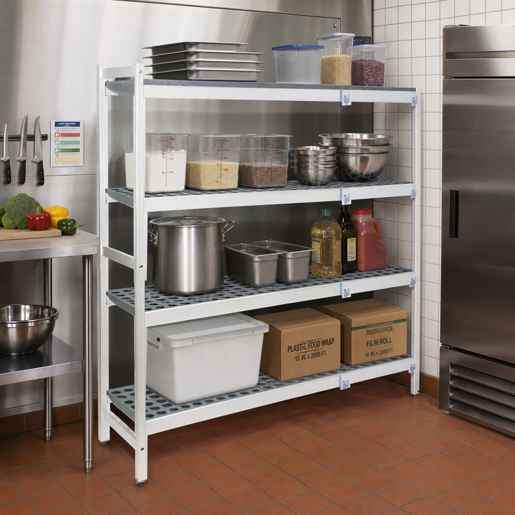Product image #2 for Fermostock 4-Tier Corner Expansion Polymer Shelving Unit, 68"W x 18"D x 71"H