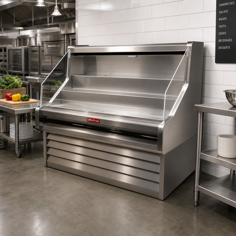 Product image #2 for Howard-McCray Ovation Series 51-Inch Remote Refrigerated Open Impulse Merchandiser, 44-Inch High, Straight Plexi, Stainless Steel