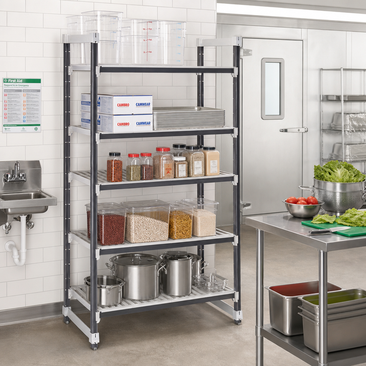 Product image #2 for Camshelving® Elements XTRA 5-Tier Vented Stationary Starter Polymer Shelving Unit, 24" D x 42" L x 72" H