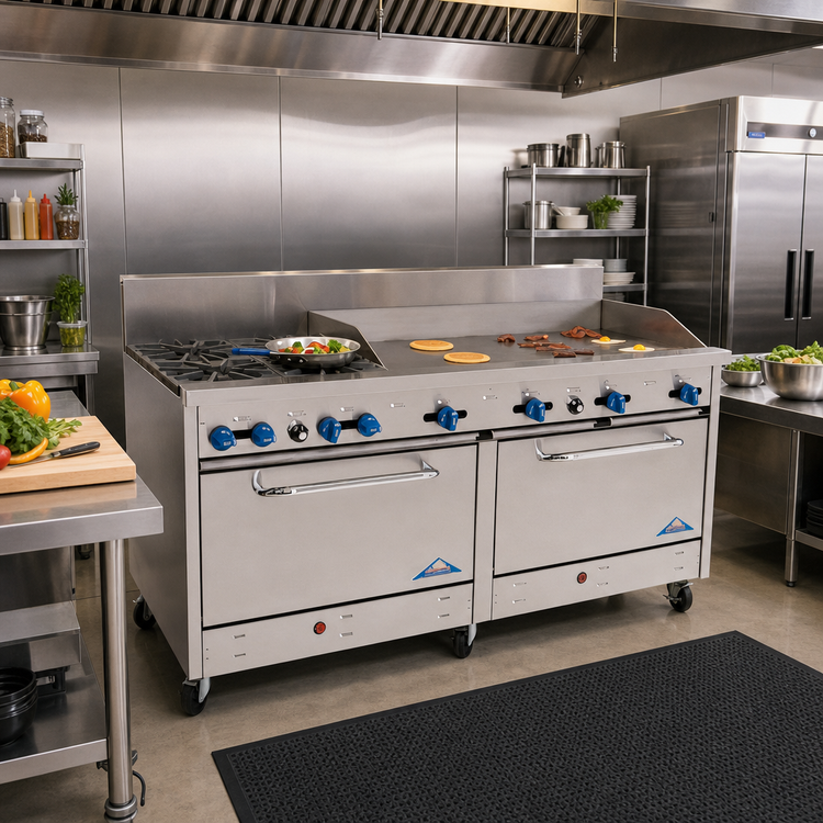 Product image #2 for Comstock-Castle 72-Inch Commercial Gas Range with 4 Star Burners, 48-Inch Griddle and Double Ovens