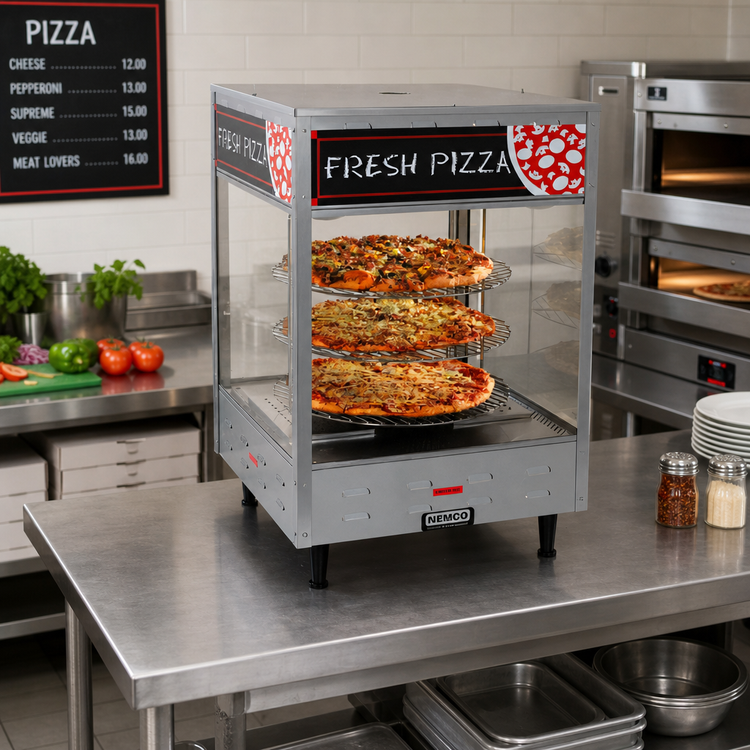Product image #2 for Nemco 6452-2 Countertop Pass-Thru Pizza Merchandiser with 4-Tier Rotating Rack