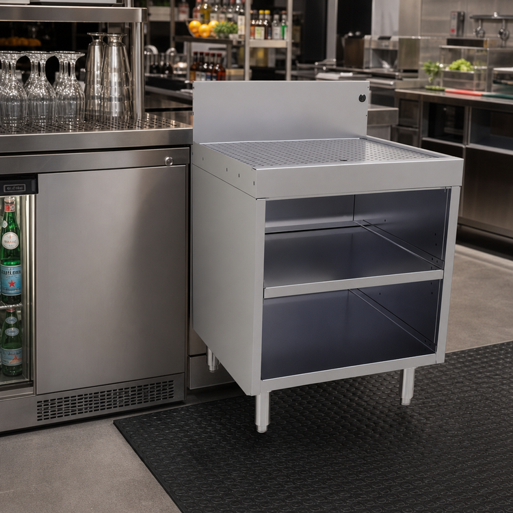 Product image #2 for Glastender 24-Inch Underbar Glass Rack Storage Unit with Drainboard Top, Open Front Base