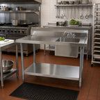Thumbnail image #2 for BK Resources BKMPT-3060S-R-P-G 60 x 30-Inch Stainless Steel Sink Table, Right-Side Prep Sink, 6-Inch Backsplash, Adjustable Undershelf