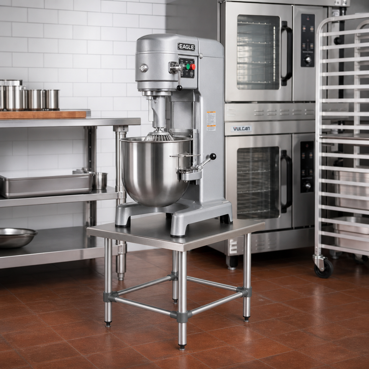 Product image #2 for Eagle Group 30 x 30 Inch Stationary Stainless Steel Mixer Stand with Tubular Base, 24 Inch High