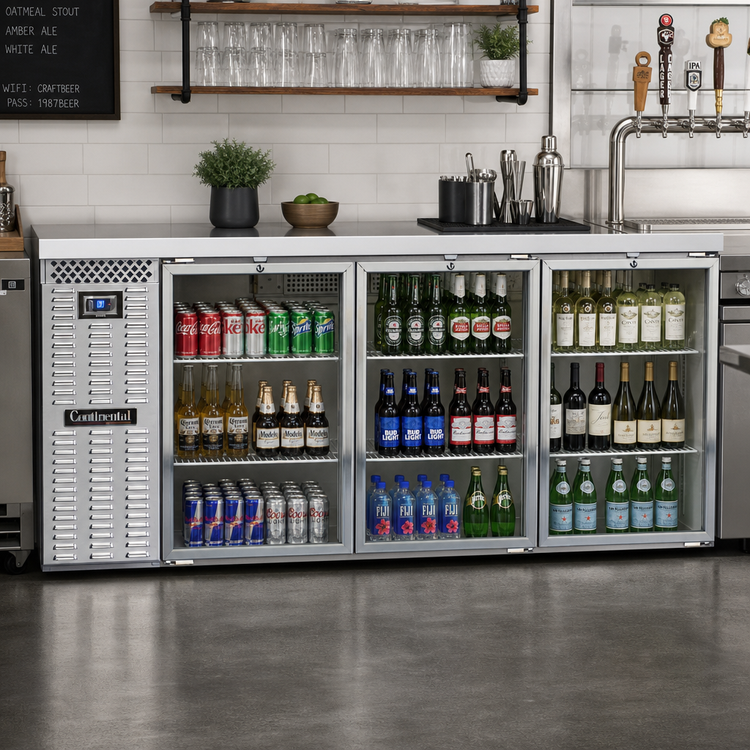 Product image #2 for Continental Refrigerator BB79SNSSGD 79" Shallow Depth Refrigerated Back Bar Cooler with Glass Doors