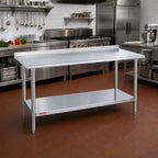 Thumbnail image #2 for Duke Manufacturing 314-3648-2R 48 x 36-Inch 14-Gauge Stainless Steel Work Table with 1-1/8-Inch Riser and Galvanized Undershelf