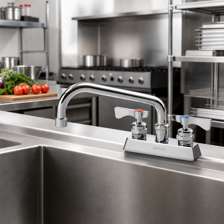 Product image #2 for Krowne Royal Series Deck-Mount Manual Faucet with 8-Inch Swing Spout, 4-Inch Centers
