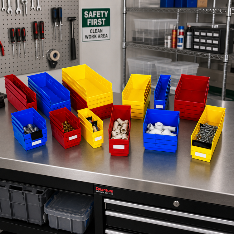 Product image #2 for Quantum Economy Nesting Shelf Bin with Rear Hanglock and Label Holder, 4-1/8 x 11-5/8 x 6 Inches