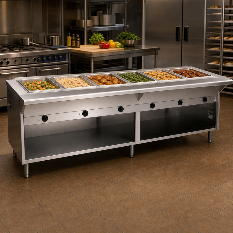 Product image #2 for Spec-Master HT6OB-LP 6-Pan Liquid Propane Hot Food Table with Enclosed Base