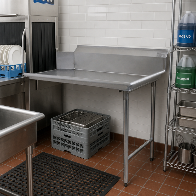 Product image #2 for BlendPort® 84-Inch Straight Clean Dishtable, Right-Hand, 16-Gauge 300 Series Stainless Steel, 10-Inch Backsplash