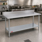 Thumbnail image #2 for Duke Manufacturing 314-2484-5R 84-Inch x 24-Inch Stainless Steel Work Table with 5-Inch Riser and Galvanized Undershelf