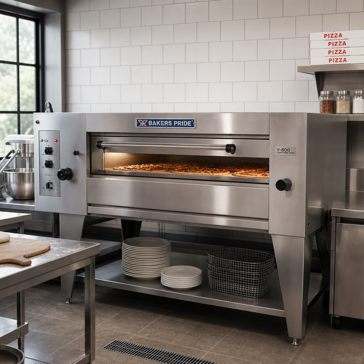 Product image #2 for Bakers Pride Super Deck Series Y-800BL-DSP Gas Display Pizza Deck Oven, Single Deck, 66" x 44" Cooking Surface
