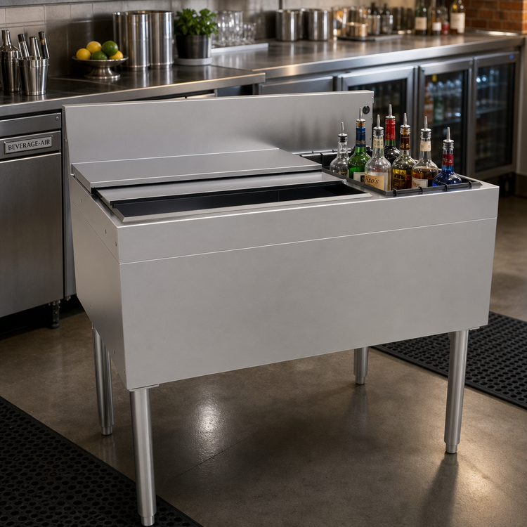 Product image #2 for Glastender 36-Inch Right Bottle Well Combo Ice Bin/Cocktail Unit with 10-Circuit Cold Plate