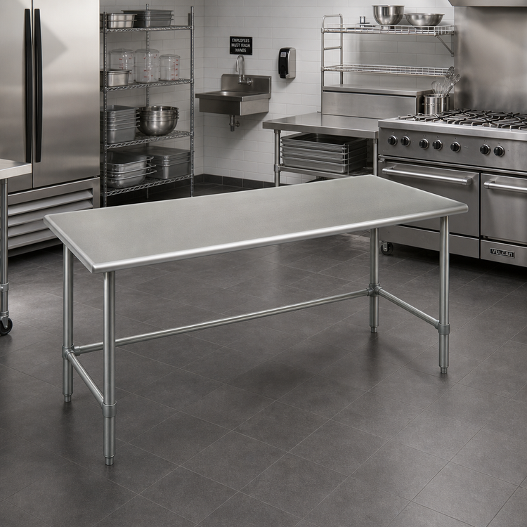 Product image #2 for Eagle Group Spec-Master 60-Inch x 30-Inch Flat Top Stainless Steel Work Table with Galvanized Tubular Base