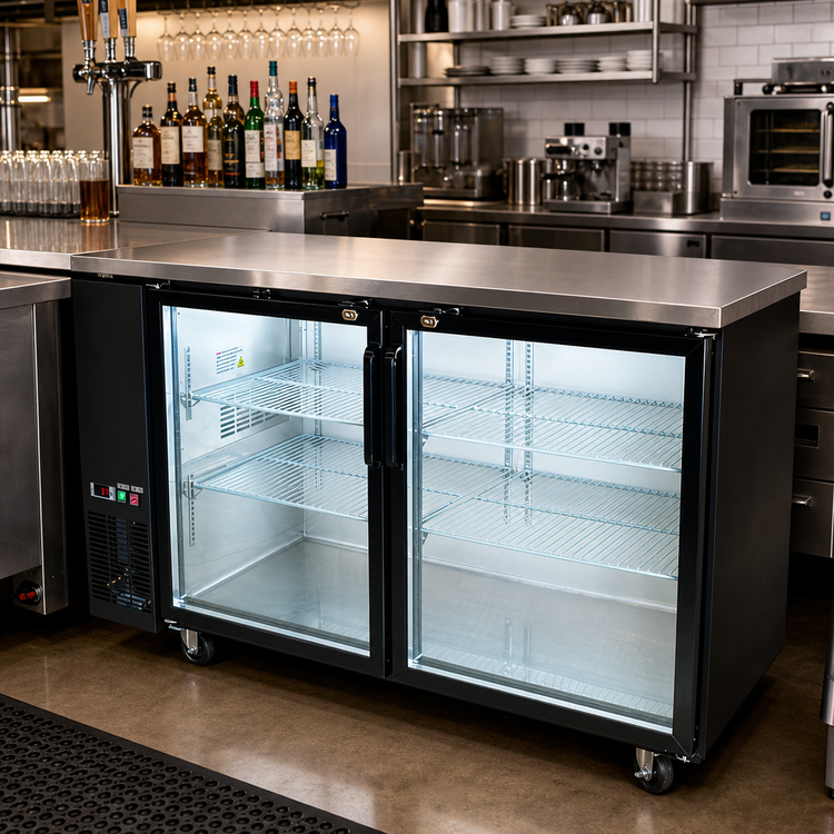 Product image #2 for BK Resources 72-Inch 3-Door Back Bar Refrigerator with Solid Doors and LED Lighting