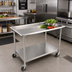Thumbnail image #2 for John Boos 36-7/8-Inch Stainless Steel Sorting Table with Raised Edge, Undershelf, and Locking Casters