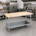 Thumbnail image #2 for Advance Tabco Maple Top Work Table with Adjustable Undershelf, 84 x 30 Inches, Galvanized Base