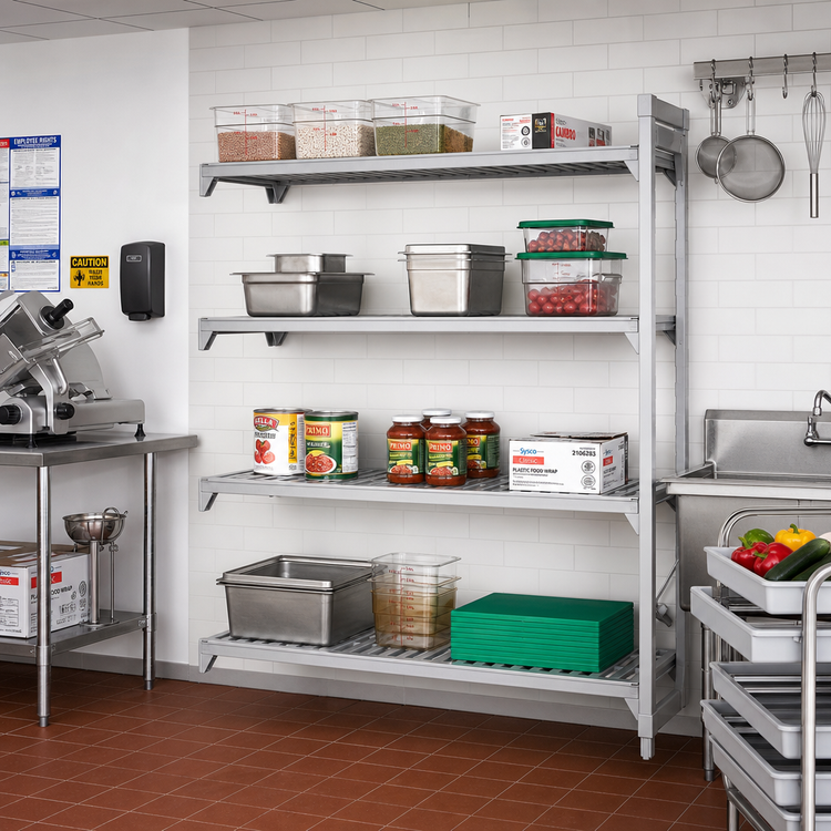 Product image #3 for Cambro Camshelving Premium 4-Tier Add-On Polymer Shelving Unit, 36 W x 24 D x 84 H Inches
