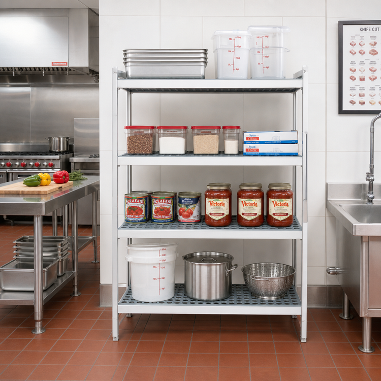Product image #2 for Fermostock Stationary 4-Shelf Starter Polymer Shelving Unit, 26 x 14 x 66 Inches, 800 lb. Per Shelf