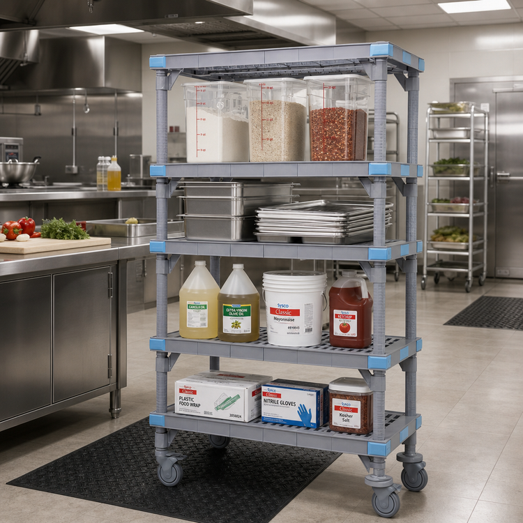 Product image #2 for Quantum Millenia Mobile Polymer Shelving Starter Unit, 4 Shelves, 42 x 24 x 74 Inches, Gray