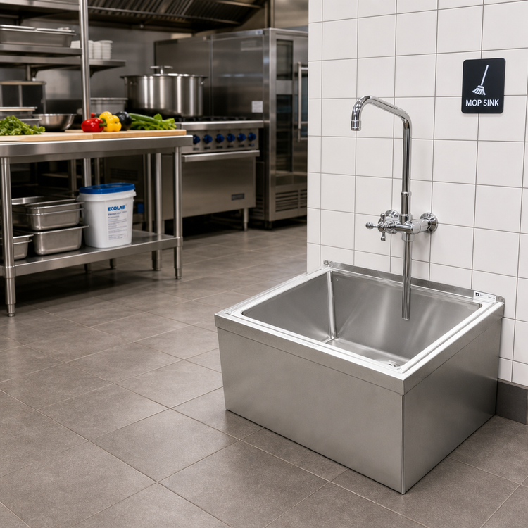 Product image #2 for Stainless Steel Floor-Mounted Mop Sink with 24 x 24 x 6 Inch Compartment