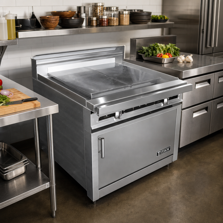 Product image #2 for Titan JTRH-24IP 24-Inch Gas Heavy Duty Plancha Top Range with Cabinet Base