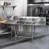 Thumbnail image #2 for Spec-Master FN Series Coved Corner 14-Gauge 300 Series Stainless Steel Two-Compartment Sink with 24-Inch Left-Hand Drainboard