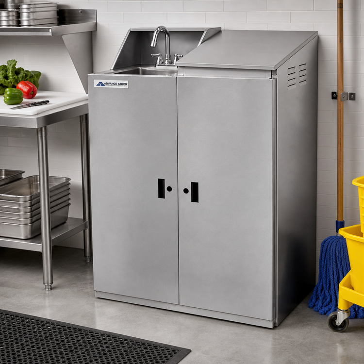 Product image #3 for Advance Tabco Double Width Stainless Steel Mop Sink Cabinet with Left-Side Sink