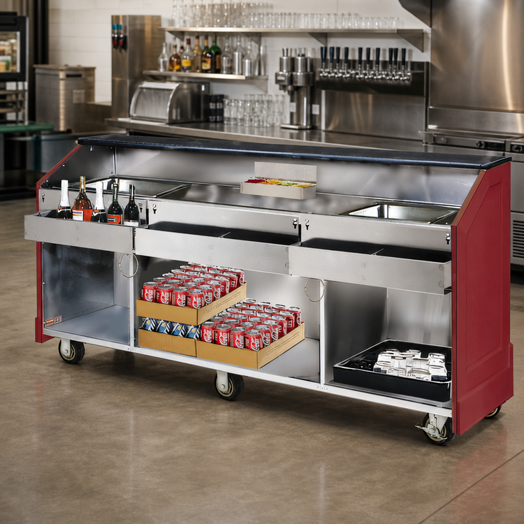 Product image #2 for Architectural Series 96-Inch Dual-Station Portable Bar with Dual Ice Bins and Underbar Server
