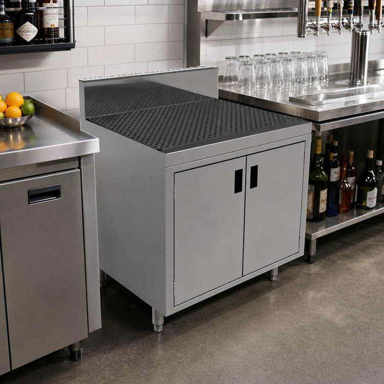Product image #2 for Advance Tabco Prestige Supreme Stainless Steel 24-Inch Freestanding Underbar Drainboard Cabinet