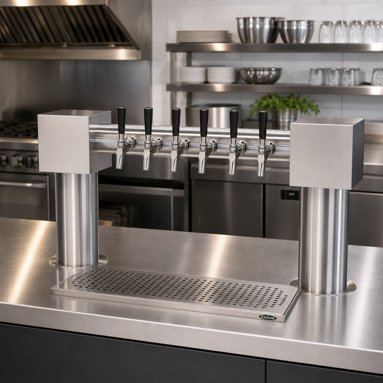 Product image #2 for Krowne Hammer Head 6-Faucet Glycol-Cooled Countertop Beer Tower, 34-Inch OA Length, Brushed Stainless Steel