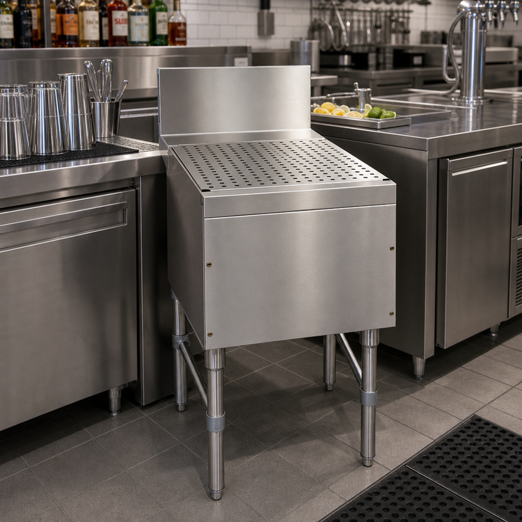 Product image #2 for Advance Tabco Prestige Supreme 30-Inch Freestanding Stainless Steel Underbar Drainboard with Removable Perforated Top