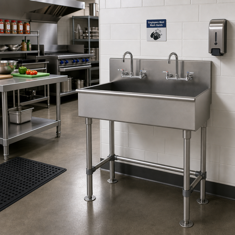 Product image #2 for Advance Tabco Multiwash Freestanding Multi-Station Hand Wash Sink with 2 Faucets, 40 Inch Wide