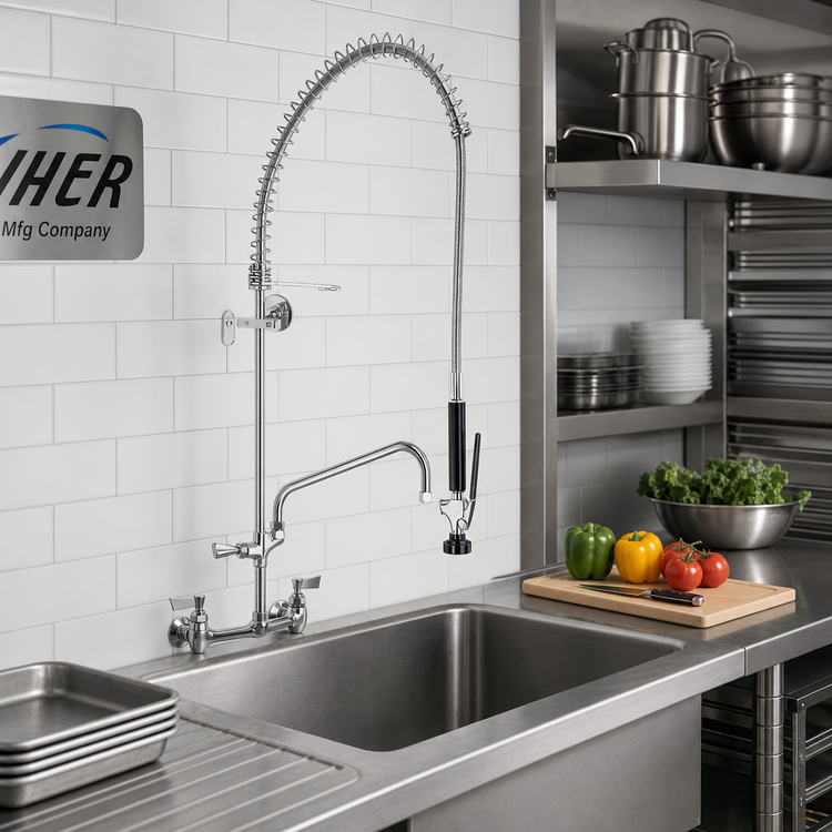 Product image #2 for Fisher Pre-Rinse Spring Style Wall Mount Add-On Faucet with 6-Inch Swing Spout