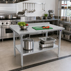 Thumbnail image #2 for John Boos Stallion ST6R1.5-3048SSW 48 x 30-Inch Stainless Steel Work Table, 16-Gauge 300 Series Top, 1-1/2-Inch Backsplash, Undershelf