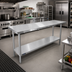Thumbnail image #2 for 72 Inch x 24 Inch 16 Gauge Stainless Steel Work Table with Adjustable Undershelf and Beveled Square Edge