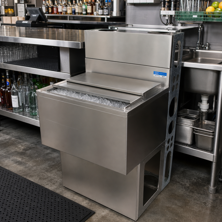 Product image #2 for BK Resources 31-Inch Underbar Ice Bin with 10-Circuit Cold Plate, 100 lb Capacity
