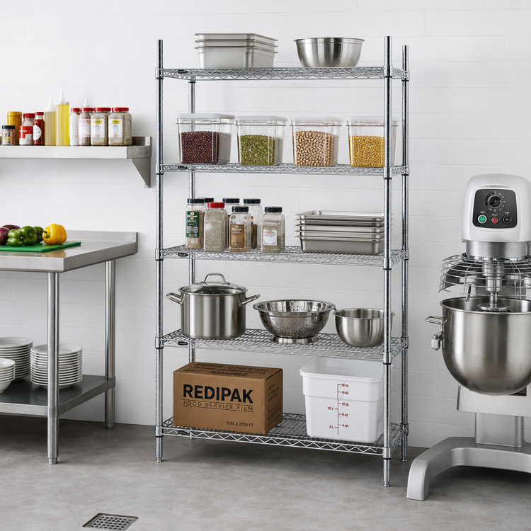 Product image #2 for Redipak 5-Tier Stationary Wire Shelving Unit, 36 x 24 x 63 Inches, Chrome Finish