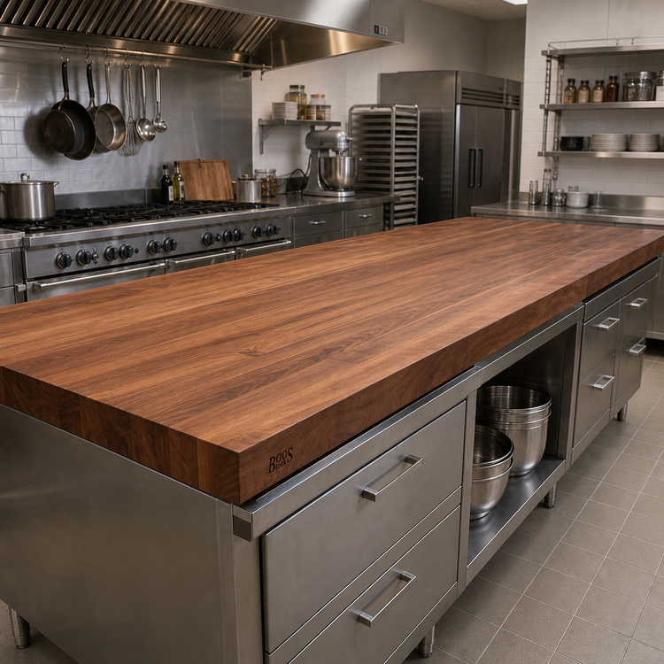 Product image #2 for John Boos Boos Block 132-Inch x 38-Inch American Black Walnut Edge Grain Kitchen Countertop, 2-1/4-Inch Thick