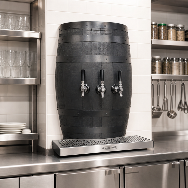 Product image #2 for Glastender Wood Barrel Wall-Mount Air-Cooled 3-Faucet Draft Dispensing Tower