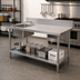 Thumbnail image #2 for Omcan 72-Inch Stainless Steel Left-Sink Prep Table with 6-Inch Backsplash and Undershelf