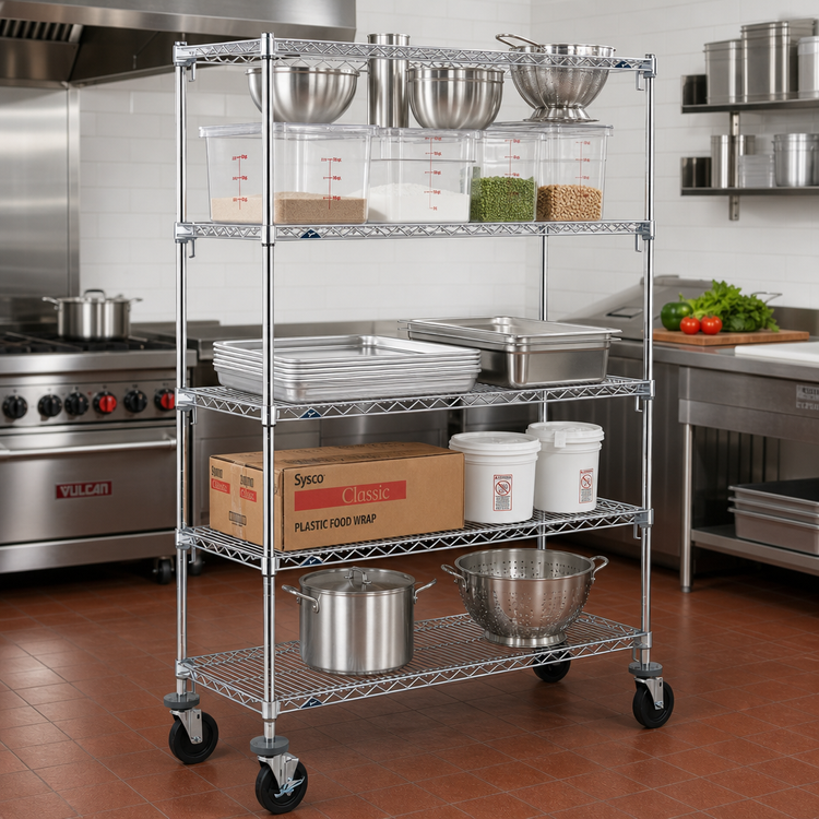 Product image #2 for Metro Super Erecta 5-Shelf Wire Shelving Stem Caster Cart, 36 x 18 x 67-7/8 Inches, Chrome