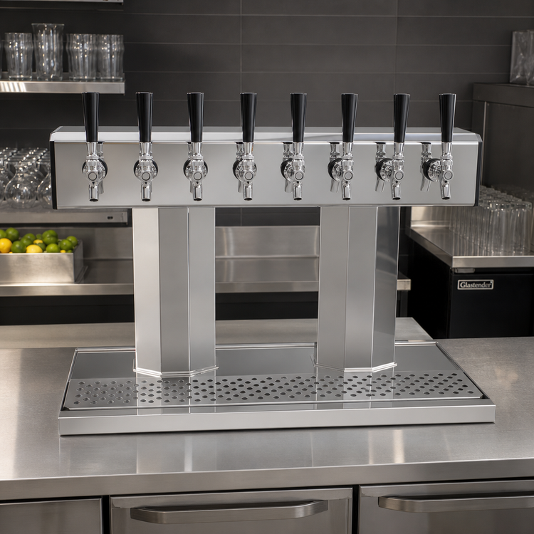 Product image #2 for Glastender BT-8-MF Countertop Air-Cooled Tee Draft Dispensing Tower, 8 Faucets