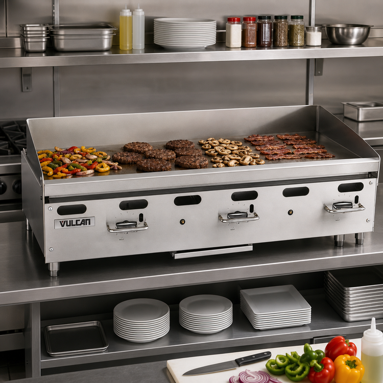 Product image #3 for Vulcan VMG72 Heavy-Duty Countertop Manual Gas Griddle, 72-Inch W x 24-Inch D Cooking Surface