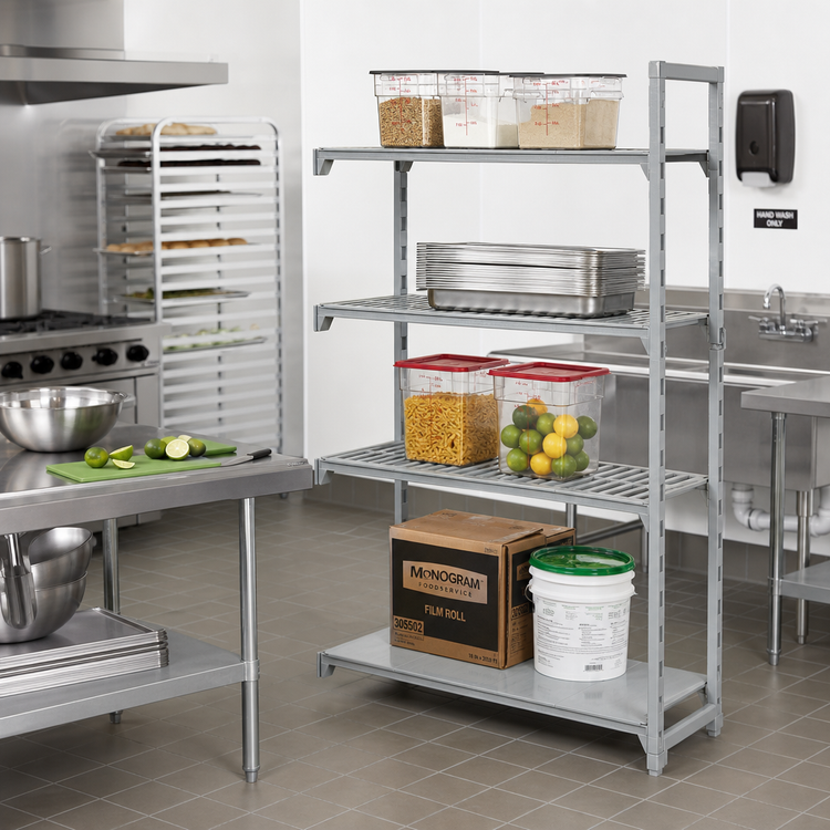 Product image #3 for Camshelving Premium 21 x 36 x 72 Inch 4-Shelf Vented and Solid Add-On Polymer Shelving Unit, Speckled Gray