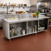 Thumbnail image #2 for Advance Tabco 144-Inch x 30-Inch Underbar Work Table with Open Front Cabinet Base and 14-Gauge 304 Stainless Steel Flat Top