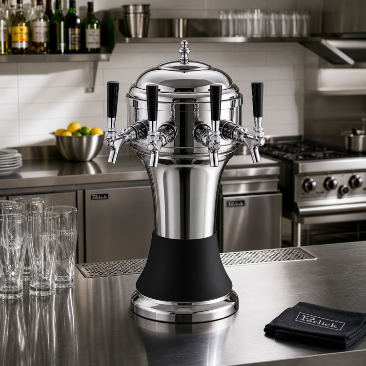 Product image #2 for Perlick Roma 5-Faucet Countertop Glycol-Cooled Draft Beer Tower with Black Ceramic Skirt