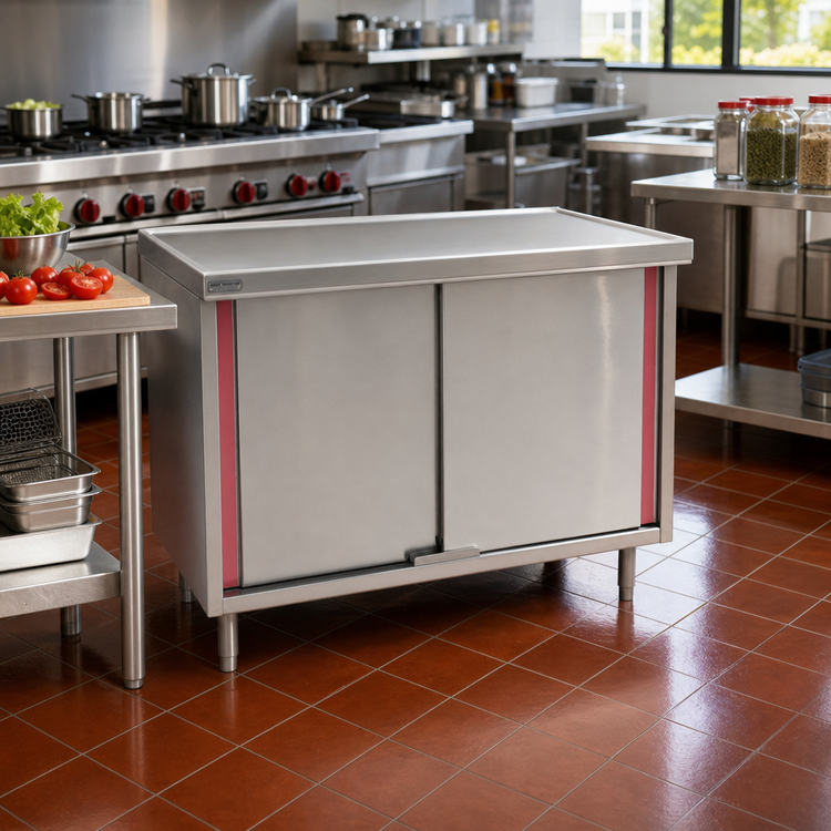 Product image #2 for Eagle Spec-Master Marine Counter Edge Enclosed Work Table with Hinged Doors, 48 x 24 Inch, 14-Gauge 304 Stainless Steel Top