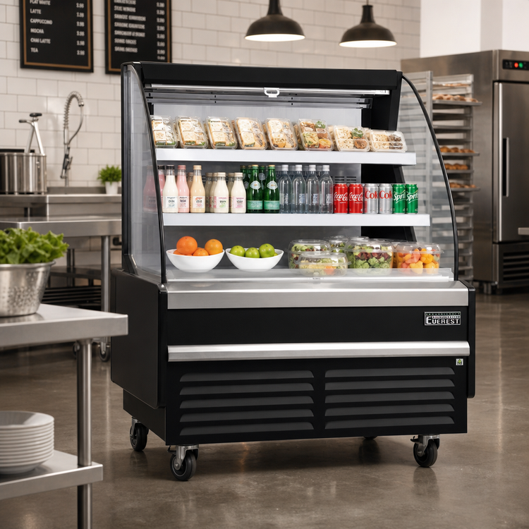 Product image #2 for Everest Refrigeration EOMH-48-B-35-T 48-Inch Horizontal Open Air Display Merchandiser Refrigerator, 9.7 Cu. Ft., Bottom-Mount Self-Contained R290